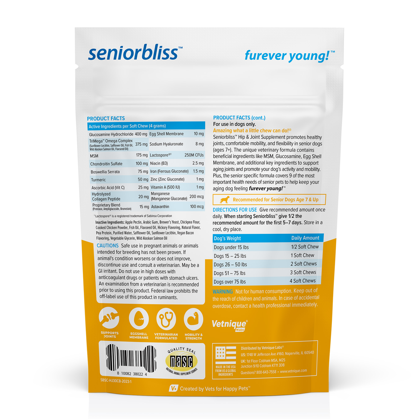 Seniorbliss™ Hip & Joint Supplement for Senior Dogs - VetPass Free Sample